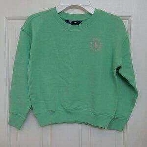 NWT Girls Polo Ralph Lauren Green Sweatshirt Pink Polo Logo sz 6